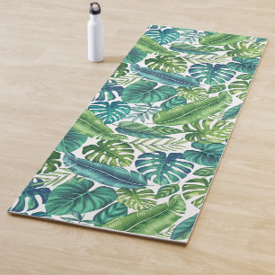 Grüne und Aquamarine tropische Palmen Banana Monst Yogamatte