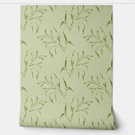 Grüne und Beeren Zweige Botanische Muster Tapete