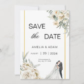 Grüne und beige Blätter Save the Date Hochzeit Einladung (Vorderseite)