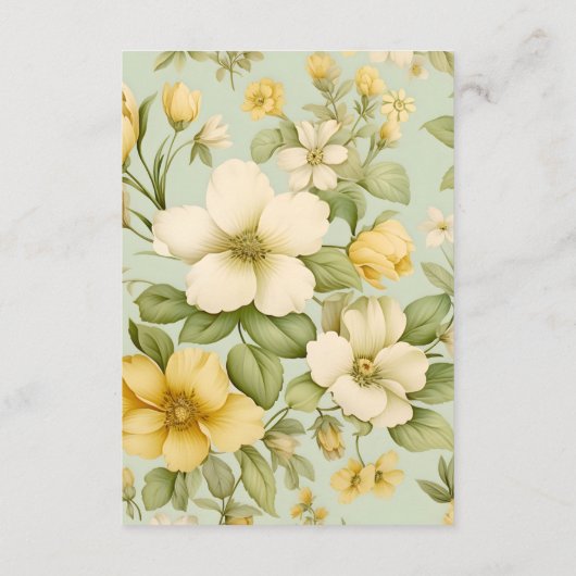 Grüne und beige Hochzeit mit Blumen Begleitkarte (Rückseite)