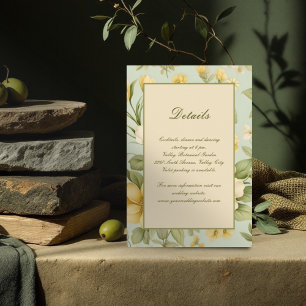 Grüne und beige Hochzeit mit Blumen Begleitkarte