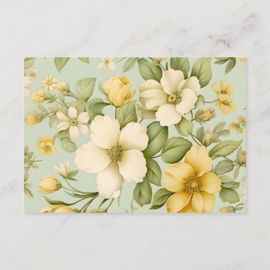 Grüne und beige Hochzeit mit Blumen Begleitkarte (Rückseite)