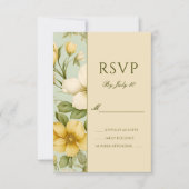 Grüne und beige Hochzeit mit Blumen RSVP Karte (Vorderseite)