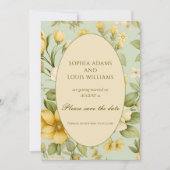 Grüne und beige Hochzeit mit Blumen Save The Date (Vorderseite)