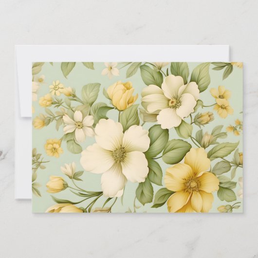 Grüne und beige Hochzeit mit Blumen Save The Date (Rückseite)