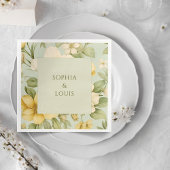 Grüne und beige Hochzeit mit Blumen Serviette