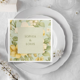 Grüne und beige Hochzeit mit Blumen Serviette