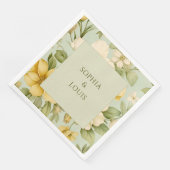 Grüne und beige Hochzeit mit Blumen Serviette (Ecke)