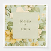 Grüne und beige Hochzeit mit Blumen Serviette (Vorderseite)