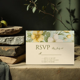 Grüne und beige Hochzeit RSVP Karte