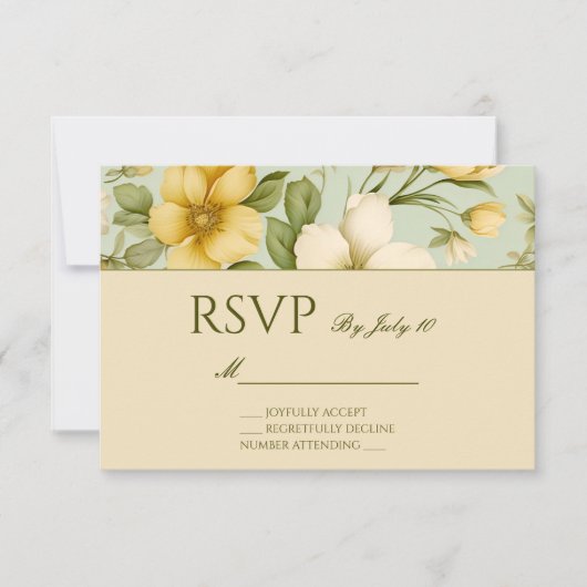 Grüne und beige Hochzeit RSVP Karte (Vorderseite)