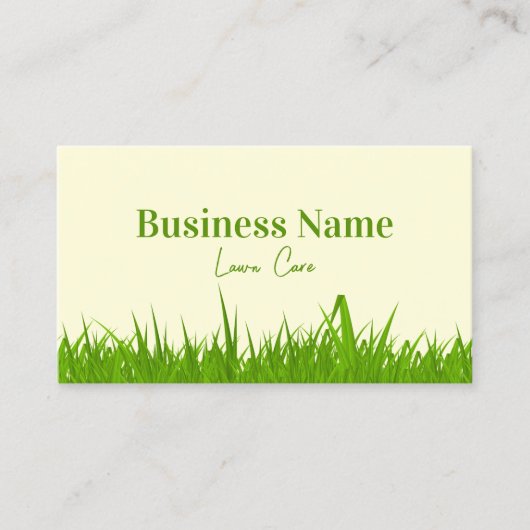 Grüne und beige Rasenpflege Visitenkarte (Vorderseite)