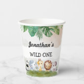 Grüne und beige Safari Wild One Pappbecher (Vorderseite)