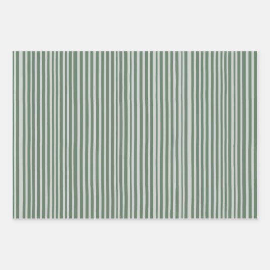Grüne und Beige Stipes Weihnachtswrapping Paper Geschenkpapier Set (Vorderseite)