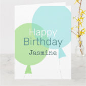 Grüne und blaue Balloons freuen sich auf Geburtsta Karte (Gelbe Blume)