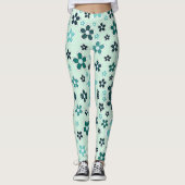 Grüne und blaue Blume auf hellgrünem Hintergrund Leggings (Vorderseite)