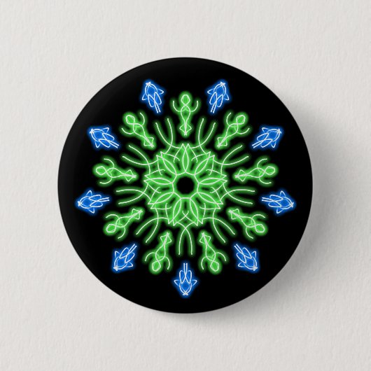 Grüne und blaue Blume Button (Vorderseite)