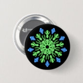 Grüne und blaue Blume Button (Vorne & Hinten)