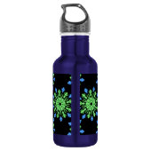 Grüne und blaue Blume Edelstahlflasche (Rückseite)
