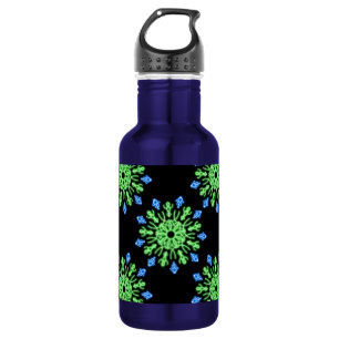 Grüne und blaue Blume Edelstahlflasche