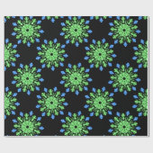 Grüne und blaue Blume Geschenkpapier (Flach)