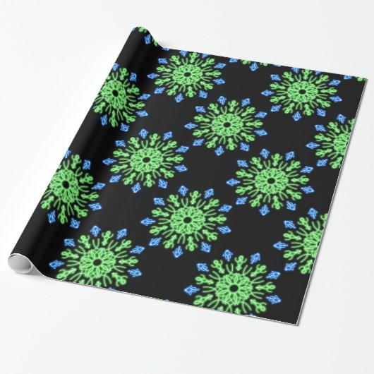 Grüne und blaue Blume Geschenkpapier (Ungerollt)