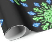 Grüne und blaue Blume Geschenkpapier (Rolleneckpunkt)
