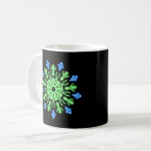 Grüne und blaue Blume Kaffeetasse (Vorderseite Links)