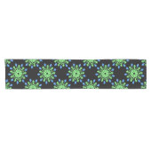 Grüne und blaue Blume Kurzer Tischläufer (Horizontal)