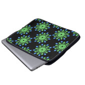 Grüne und blaue Blume Laptopschutzhülle (Vorne Knopf)