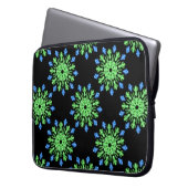 Grüne und blaue Blume Laptopschutzhülle (Vorderseite Links)