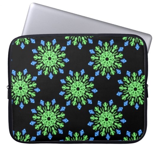 Grüne und blaue Blume Laptopschutzhülle (Vorderseite)