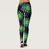 Grüne und blaue Blume Leggings (Rückseite)