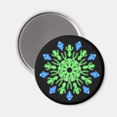 Grüne und blaue Blume Magnet (Vorderseite/Rückseite)
