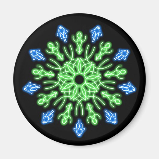 Grüne und blaue Blume Magnet (Vorne)