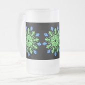 Grüne und blaue Blume Mattglas Bierglas (Vorderseite Links)