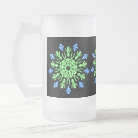 Grüne und blaue Blume Mattglas Bierglas (Links)