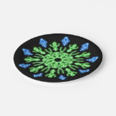 Grüne und blaue Blume Pappteller (Schrägansicht)