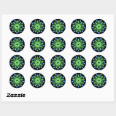 Grüne und blaue Blume Runder Aufkleber (Blatt)