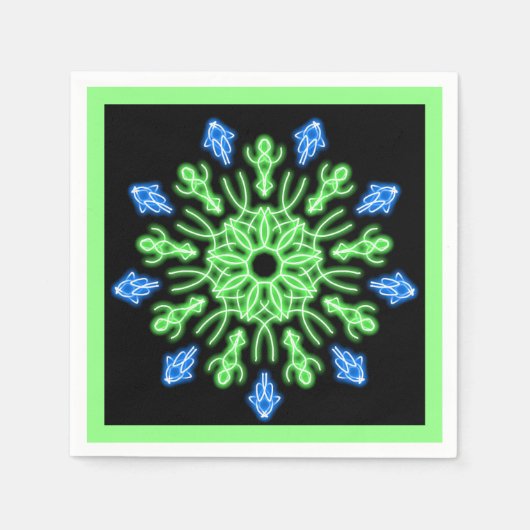 Grüne und blaue Blume Serviette (Vorderseite)