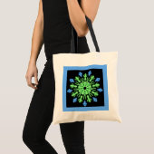 Grüne und blaue Blume Tragetasche (Vorderseite (Produkt))