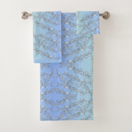 GRÜNE UND BLAUE BLUMEN BADHANDTUCH SET (Insitu)