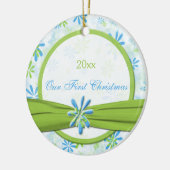 Grüne und blaue Blüte Erster Weihnachtsschmuck (Links)