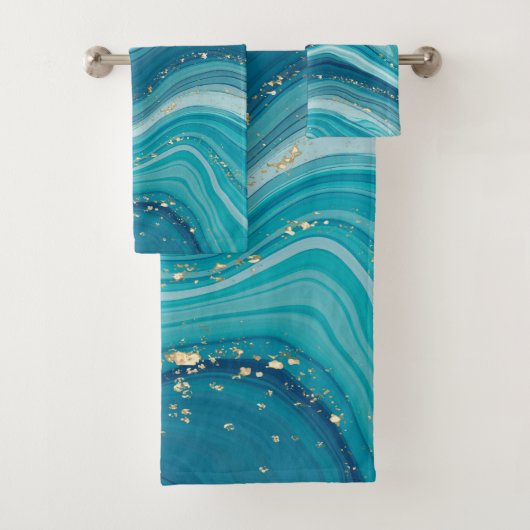 Grüne und blaue Farbtöne Marmorbadehandtuch Set (Insitu)