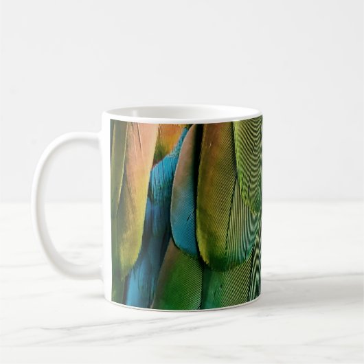 Grüne und blaue Federn Kaffeetasse (Links)