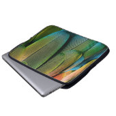 Grüne und blaue Federn Laptopschutzhülle (Vorne Knopf)