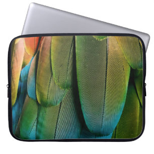 Grüne und blaue Federn Laptopschutzhülle