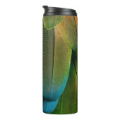 Grüne und blaue Federn Thermosbecher (Nach rechts gedreht)