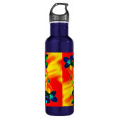 Grüne und blaue Florets in Flammen Edelstahlflasche (Vorderseite)