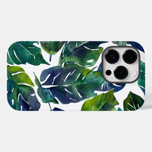 Grüne und blaue Foliage Philodendron Botanical Case-Mate iPhone Hülle (Rückseite (Horizontal))